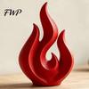 Stylish Desktop Decor 3D Printed Flame Sculpture, Matte Red Hollow Statue, Ornament Minimalist Art for Office Home Design Sculpture
