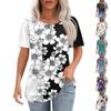 Женский модный повседневный короткий рукав пуловер с цветочным принтом и круглым вырезом на пуговицах