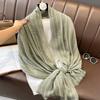 Korea Dongdaemun Spring and Autumn New Fashion Scarf Wrinkled Solid Color Versatile Cotton and Line Shawl Scarf Scarf
