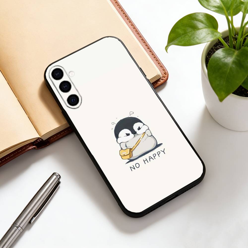 Милый мультяшный пингвин Чехол для телефона Для Samsung Galaxy A73, A72, A71, A70, A53, A52, A51, Другие Мягкий Черный Чехол