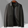 Leather Jacket Men's Middle-aged and Elderly Autumn and Winter Lapel Collar Fleece Liner Leather Jacket Men's Casual Leather Jacket