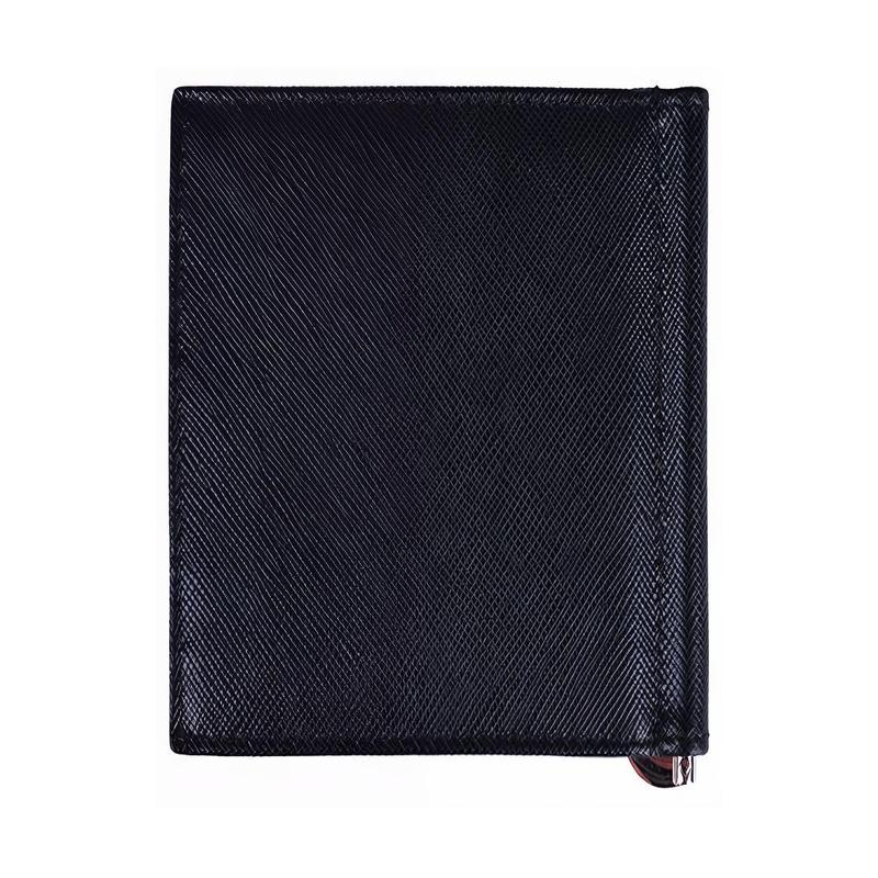 Prada Saffiano Short Half-fold Leather Wallet Wallet Unisex Couple Style Black