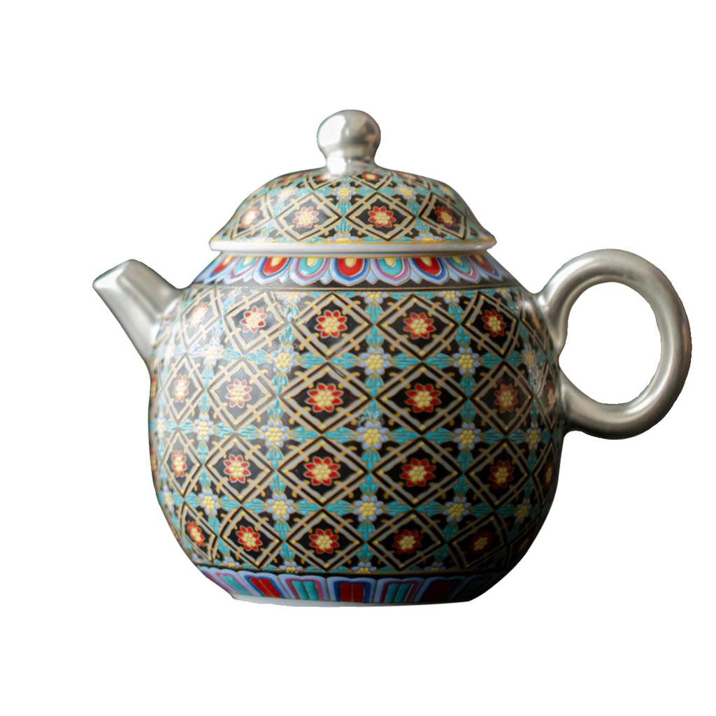 Дуньхуанская керамическая чайная церемония Серебряная позолоченная набор для кунг-фу Древний стиль Домашнее заваривание Фиолетовая глиняная чаша Подарок для любителей чая