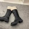 Женские ботфорты до колена Зимние теплые сапоги для снега Женские повседневные сапоги на молнии Женская удобная обувь с круглым носком Botas Mujer