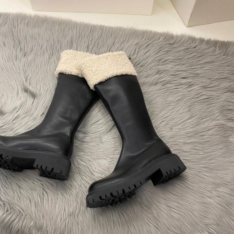 Женские ботфорты до колена Зимние теплые сапоги для снега Женские повседневные сапоги на молнии Женская удобная обувь с круглым носком Botas Mujer