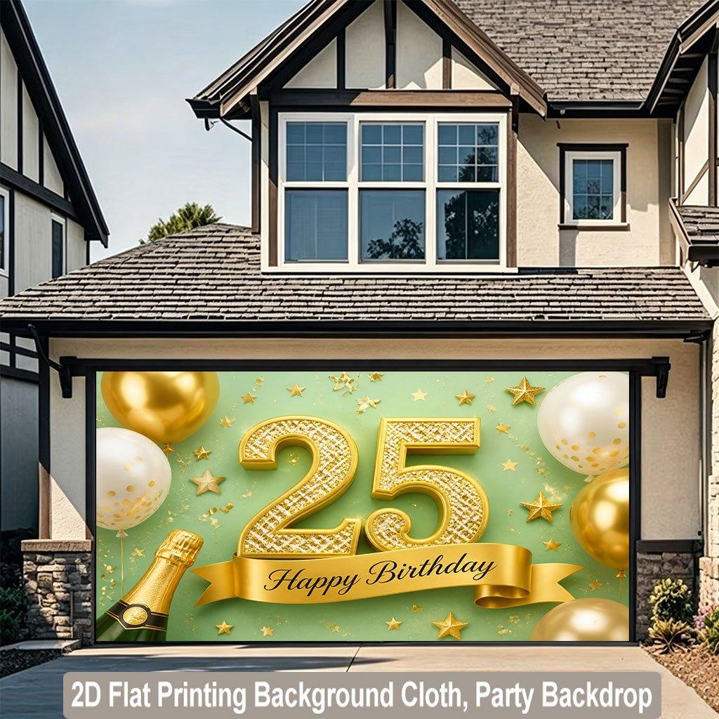 2D flat design, 1 piece per pack, golden balloons and birthday numbers background fabric, suitable for families