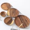 Natural Wood Hand-made Dinner PlatesUnbreakable Plate Sushi Dessert Fruit Bread Snack Tray Kitchen Bar Tableware Home Decoration