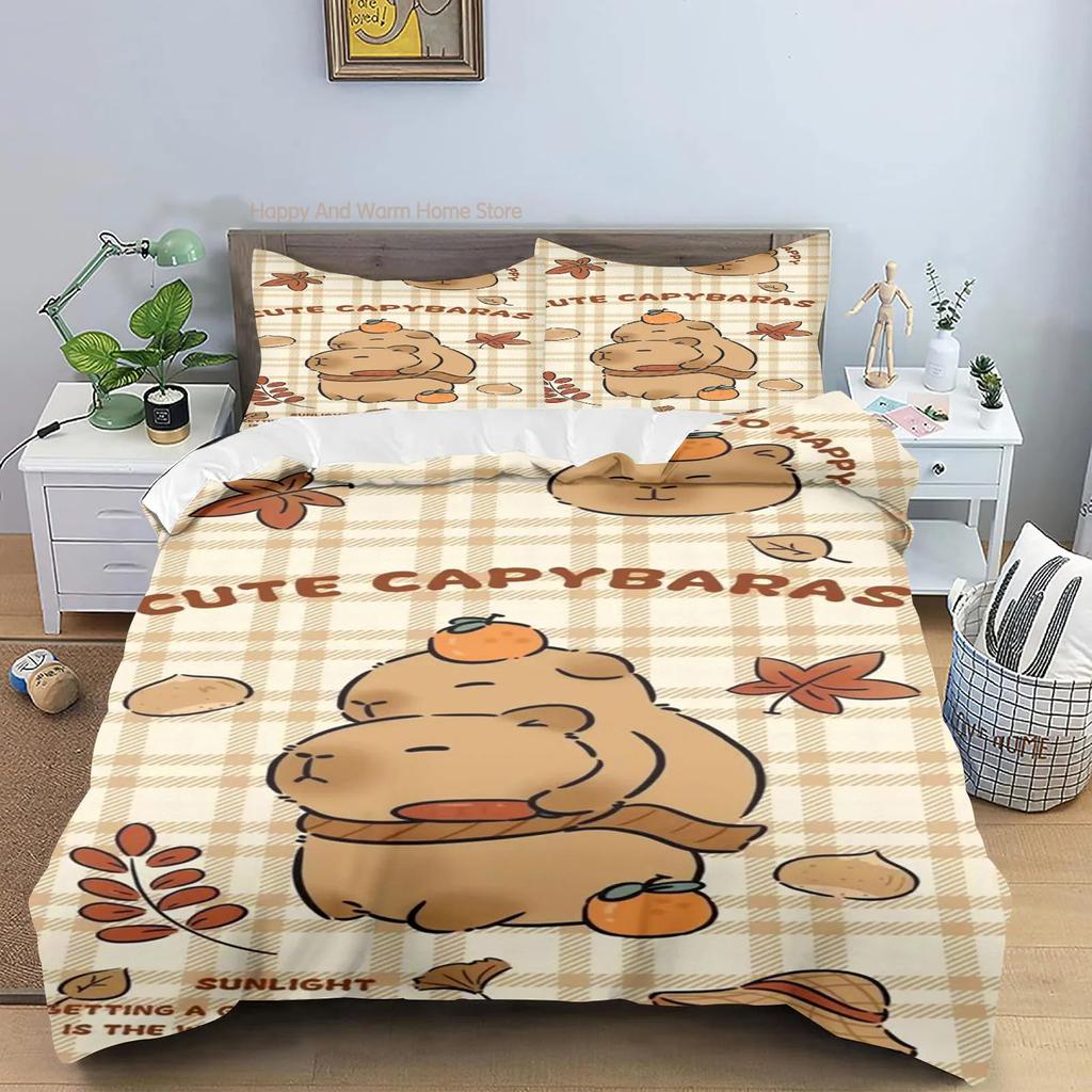 Capybaras Duvet Cover Anime Bedding Pillowcase Printed General Boys And Adult Collection Queen Size Reactive Printing Quilt