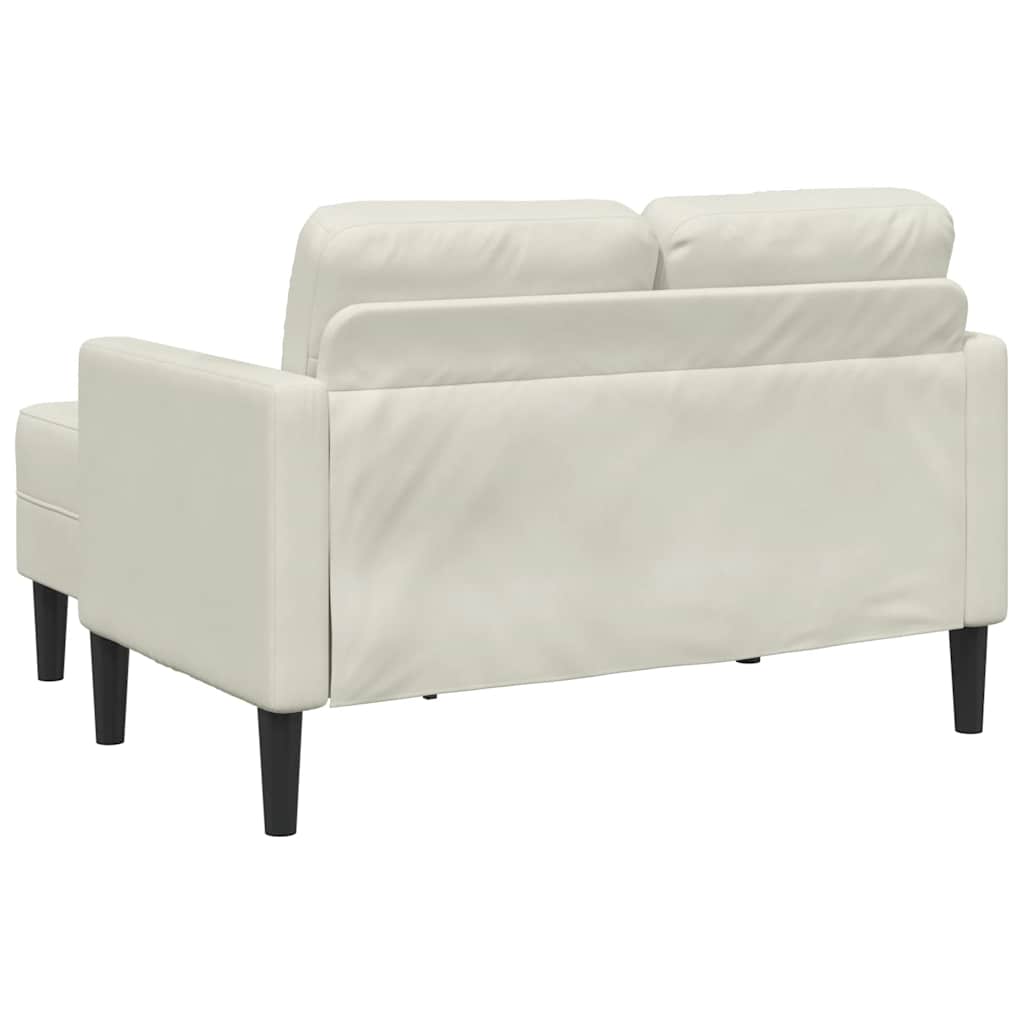 2 Seater Sofa with Chaise Longue L Shaped Cream 125 cm Velvet