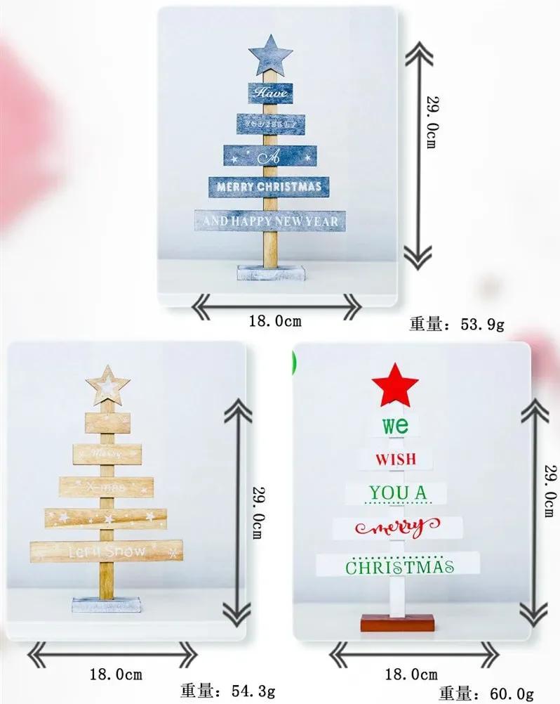 Christmas Mini Wooden Merry Christmas Tree Home Desk Table Decor Pendants Xmas Tree Ornaments Christmas Decor Happy New Year