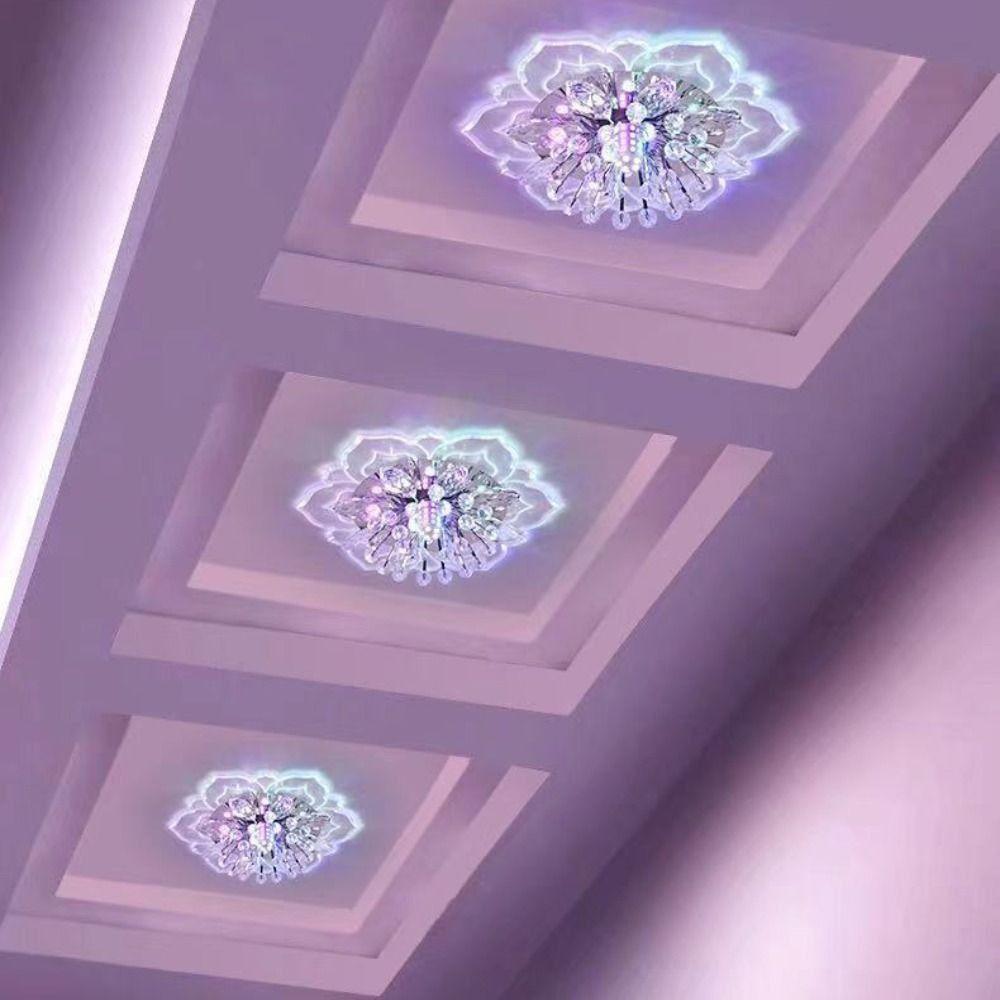 Home Decoration 9W LED Ceiling Lights Crystal Petals Modern Crystal Flower Chandelier Creative Ceiling Spotlights Balcony Porch