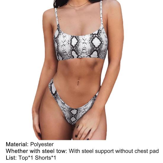Сексуальное бикини без подушечек, мягкие купальники, леопардовый бюстгальтер из змеиной кожи, трусы, купальный костюм, купальник для спа