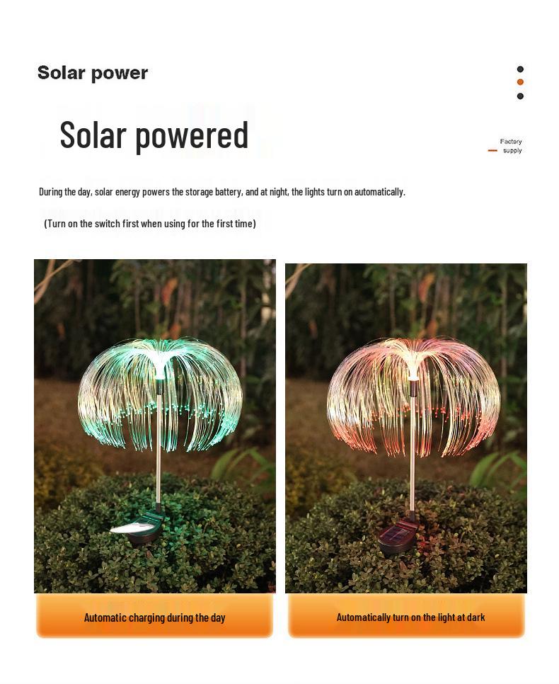 Cross-Border Solar LED Jellyfish Fiber Optic Outdoor Garden Light