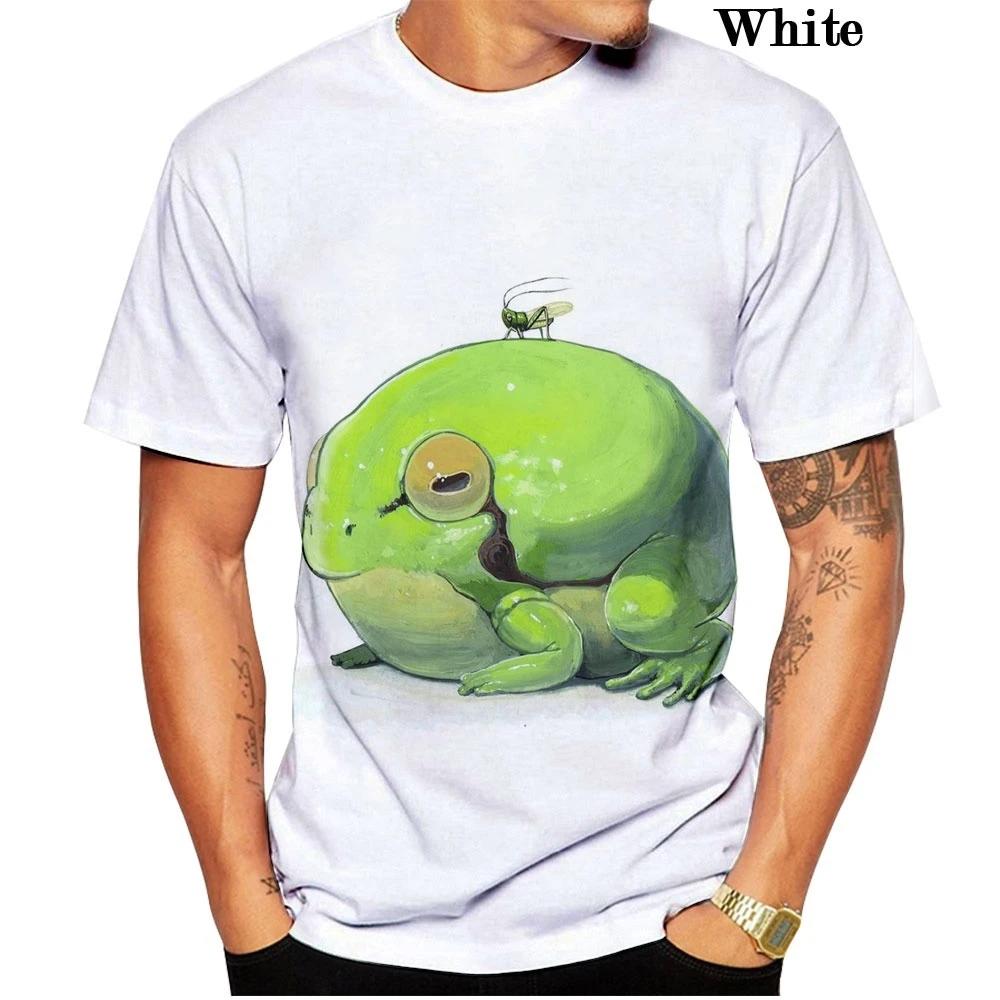 Футболка с милой лягушкой и 3D-принтом, мужская летняя футболка с круглым вырезом и коротким рукавом, свободный повседневный топ, свободная уличная одежда унисекс