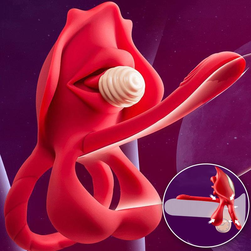 Реалистичное кольцо для пениса с большим ртом, фиксатор, стимулятор клитора языком, секс-игрушка для взрослых пар, для мужчин и женщин, секс-игрушка