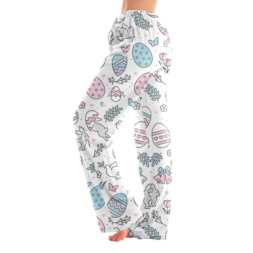 Женские пижамные штаны, одежда для сна, повседневные брюки с эластичной резинкой на талии, удобные прямые свободные брюки для йоги