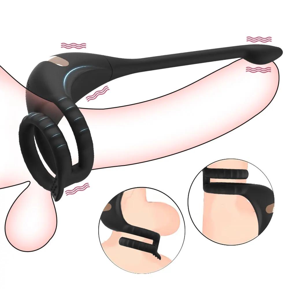Vibrating Cock Ring Taint Stimulator with Mini Bullet, App Remote Control Anal Butt Plug Prostate Massager Penis Ring Male Vibrators Sex Toys