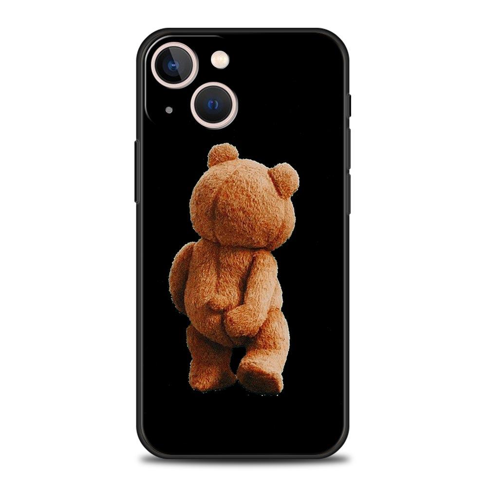 Забавный роскошный чехол для телефона с бурым медведем для iPhone 13 15 14 12 11 Pro MAX XR X SE XS 7 8 Plus, мягкий силиконовый черный чехол