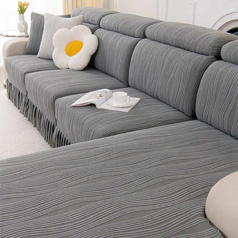 Жаккардовые флисовые чехлы для диванов с юбкой, эластичный матрас для дивана на 1/2/3/4 места, удобный универсальный чехол для углового дивана