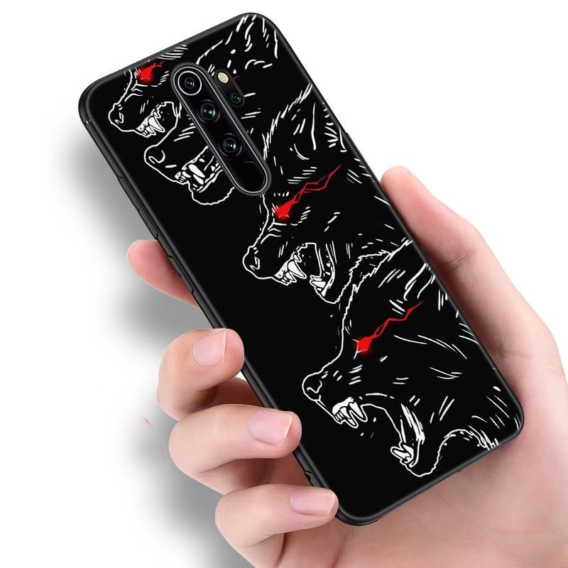 Силиконовый чехол для телефона с рисунком волка для Xiaomi Redmi Note 11 10 9 8 Pro 11T 10T 10S 9S 8T 9 9A 9C 9T, черный мягкий чехол