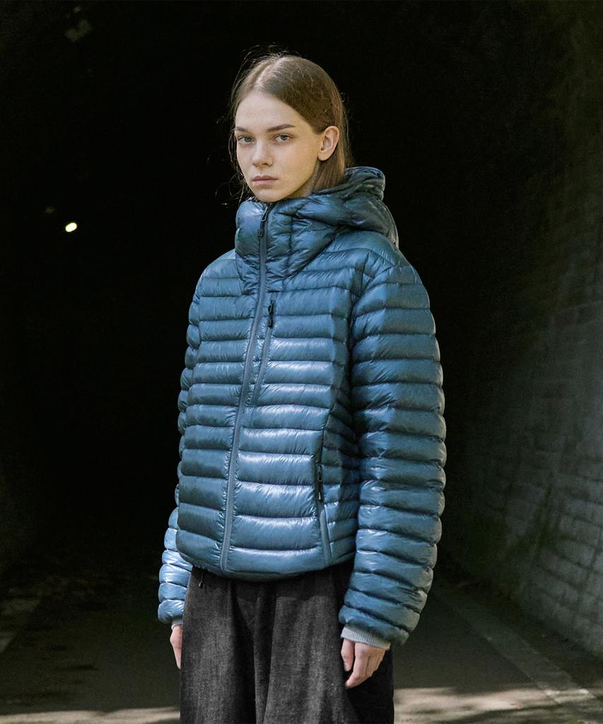 Minimalproject Silent See-Through Hooded Lightweight Down Jacket Mpj112 [Orange]