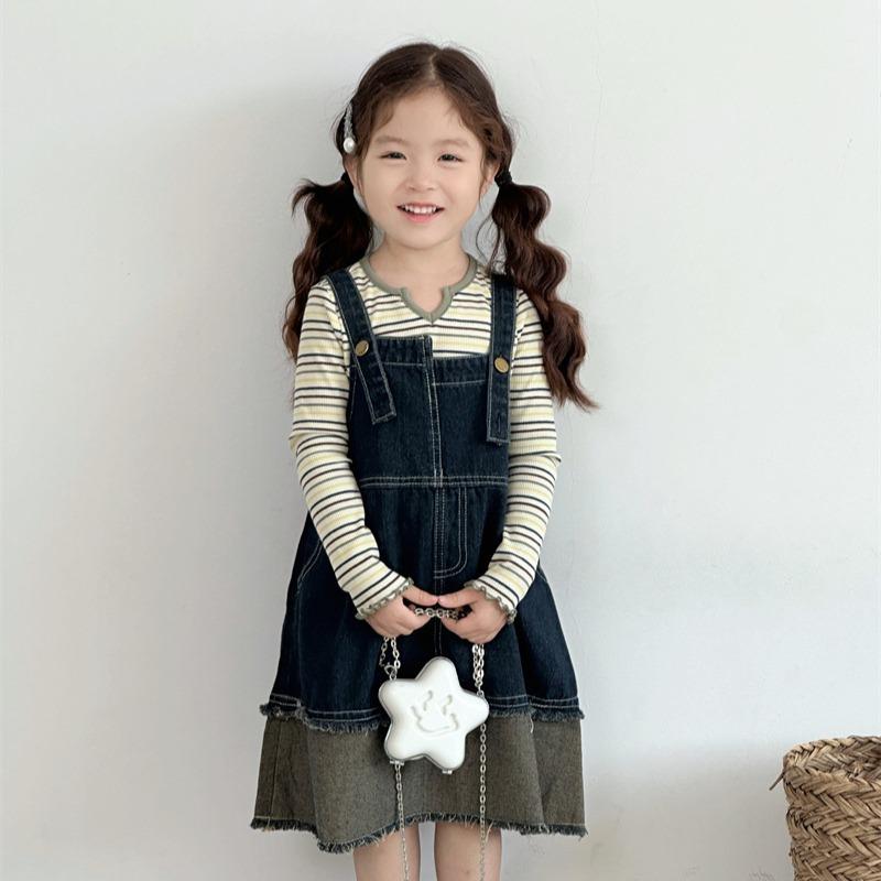 Новое повседневное платье-рубашка из денима в стиле ретро для девочек на весну и осень