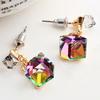 Женские серьги-гвоздики в корейском стиле квадратной формы с кубической подвеской, ювелирные изделия