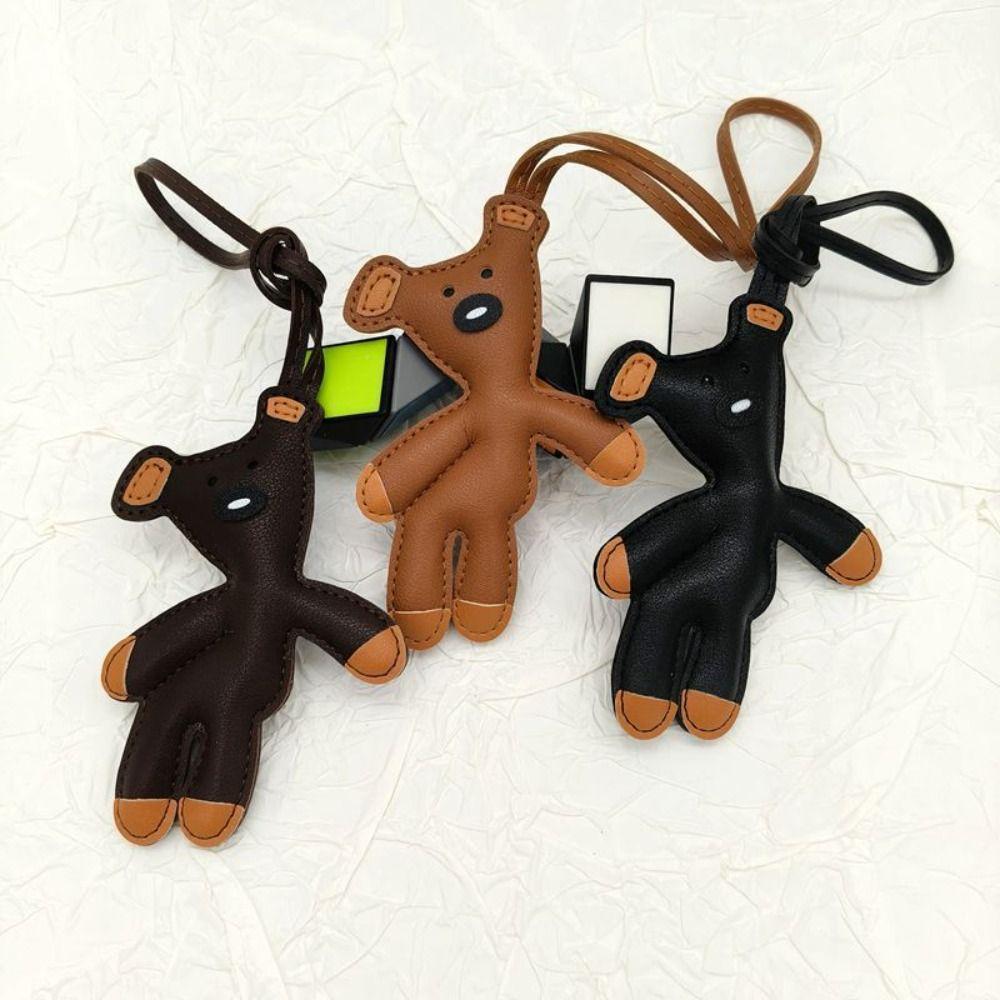 Подвеска-брелок для сумки в виде медведя из ПУ-кожи, мультяшный шарм для сумки, милая подвеска-кукла для телефона, украшения для сумки