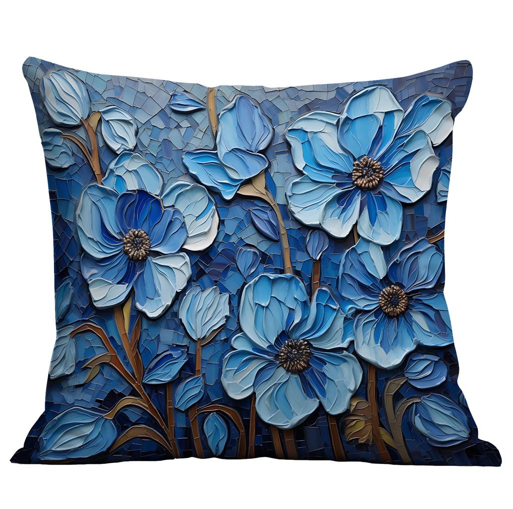 Новая наволочка с цветочным принтом, имитирующая трехмерный стиль масляной живописи, креативная цветочная, для дома, гостиной, диванной подушки