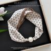 Thin Pearl Silk Scarf Magnetic Clasp Neck Wrap Fashion Neckerchief  for Women