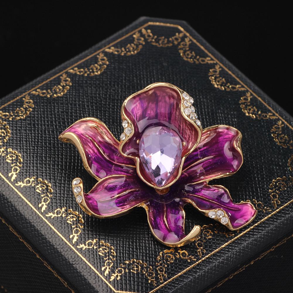 Элегантная синяя бутоньерка для костюма: Брошь-булавка Bauhinia Pearl для защиты от оголения для женщин