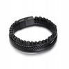 Men' Braided Leather Bracelet Titanium Premium Wristband Gift