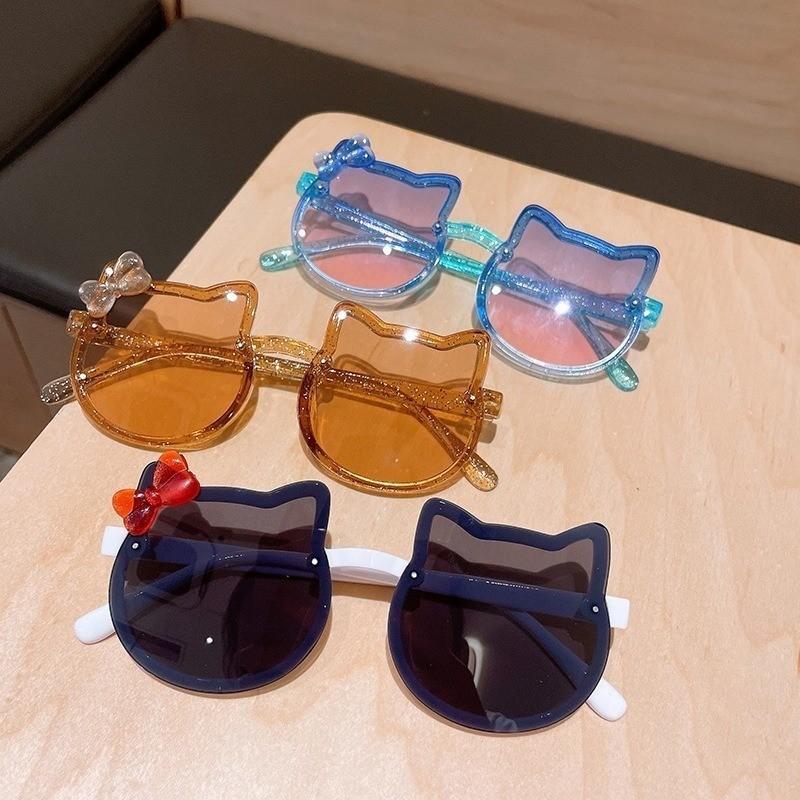 New Korean Style Cat Shape Children's Cute Cartoon Sunglasses Kids Anti UV Eyewear Round Colourful Sunglass