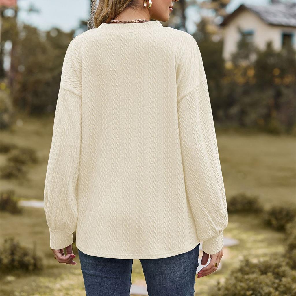 JKASHDK Женские модные повседневные летние весенние однотонные свободные блузки и рубашки с v-образным вырезом и длинным рукавом с принтом