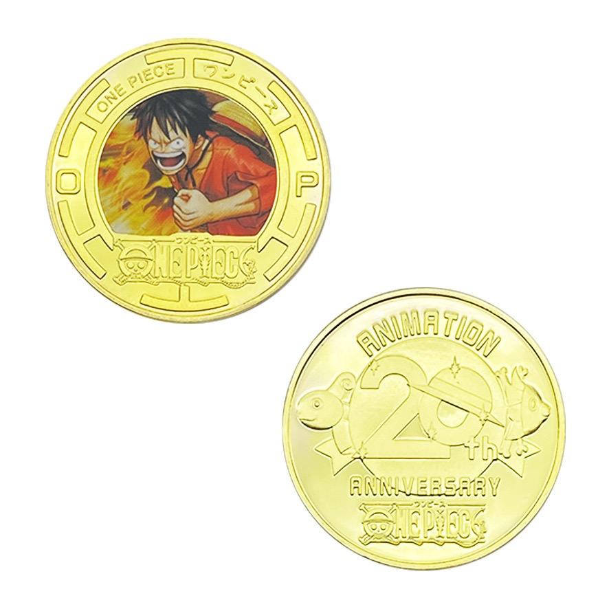 Anime Collectible Coins Luffy Zoro Gold Plated Metal Commemorative Coins Periphery Kids Birthday Gift Toy