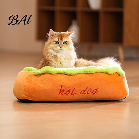 Washable Cat Nest Hot Dog Pet Bed, Removable Mat, Cozy Plush Playful Animal Bed Cute for Small Dogs Cats Indoor Use Cover