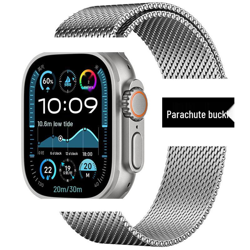 Оригинальный миланский стальной ремешок для Apple Watch Ultra2, iWatch10
