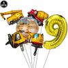 Excavator Vehicle Gold Black Digital Balloon Set For Boys Dump Truck Engineering Kids Construction Theme Birthday Party Supplies