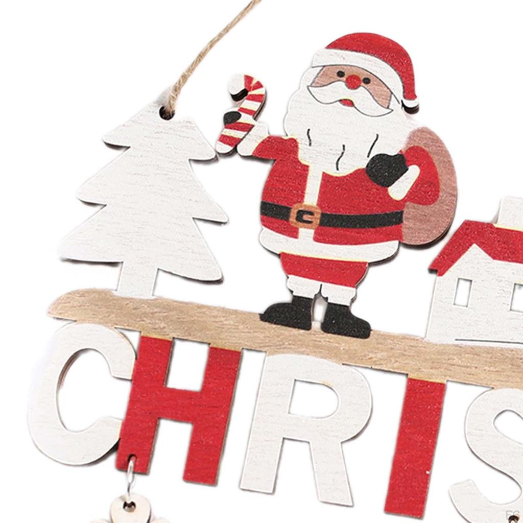 Wooden Christmas Hanging Ornament with Bells, Sign, Door Sign for Porch, Housewarming,