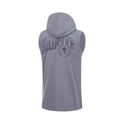 Мужская толстовка без рукавов с капюшоном Li Ning Anti-Five Series Back Letter Print, влагоотводящая, дымчато-серая, AVST091-6