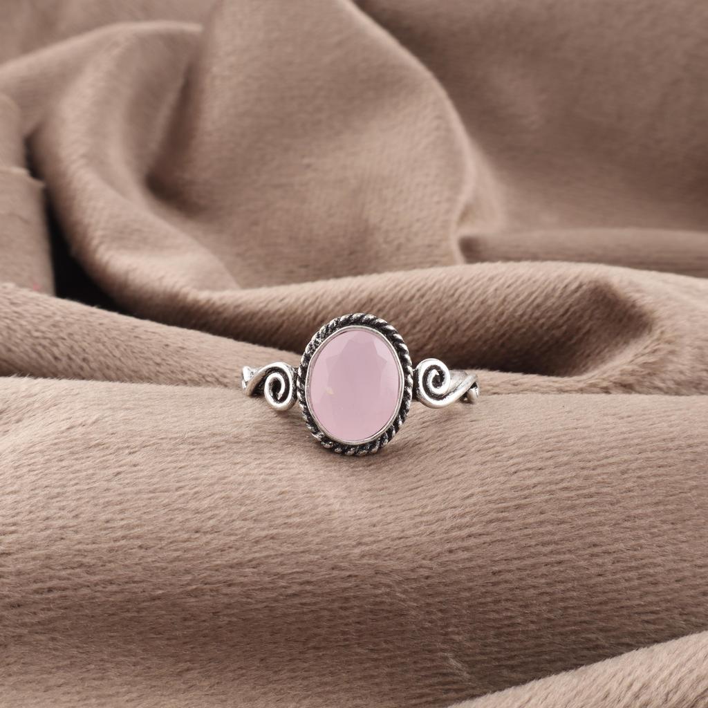 Очаровательные украшения из розового халцедона, кольцо из стерлингового серебра 925 пробы, кольцо ручной работы для исцеления, подарок для женщин