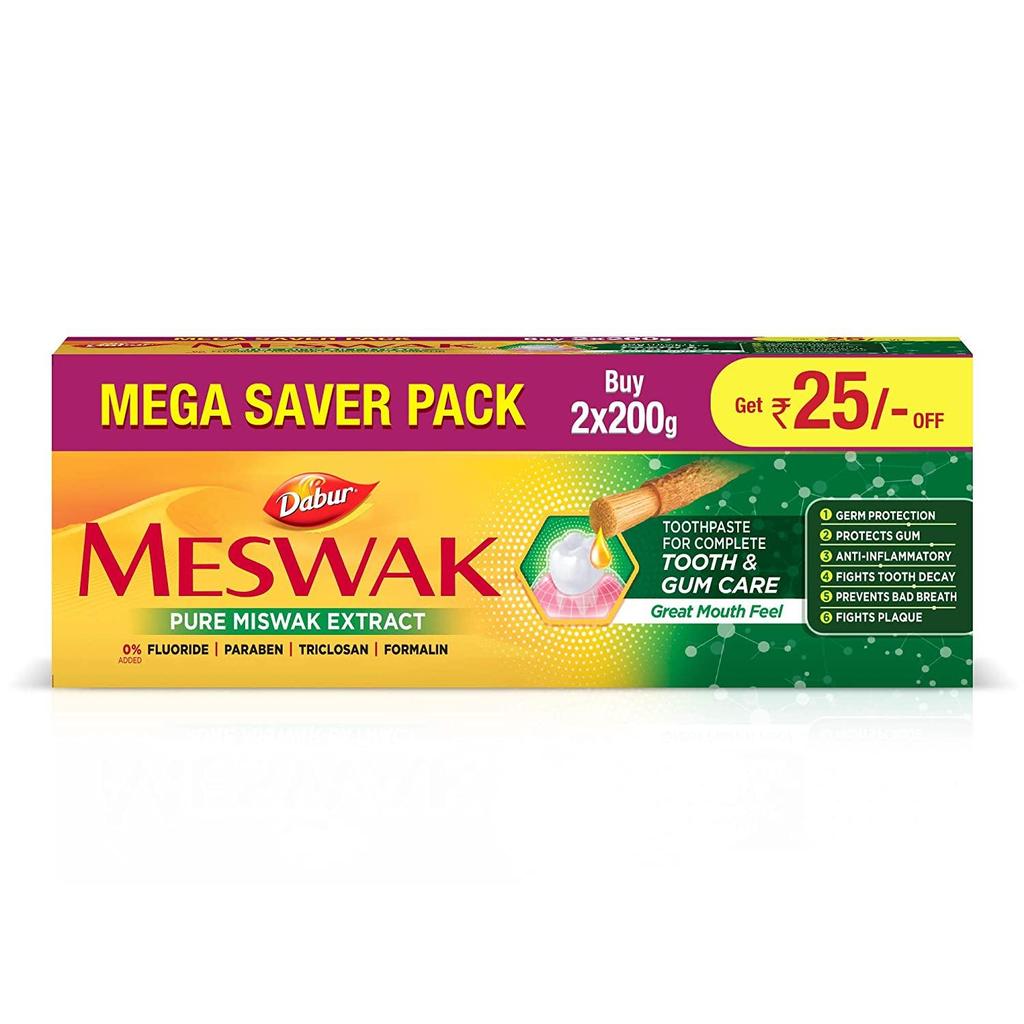 Dabur Meswak Toothpaste Mega Saver Pack (200gm Each) X 2