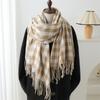 Korean Version Plaid Imitation Cashmere Scarf Fashion Simple Versatile Warm Scarf Women'S Fringed Shawl