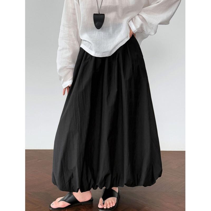 Johnature Korean Bud Women Skirt Simple Summer High-waisted Casual Elastic Versatile Loose Skirts