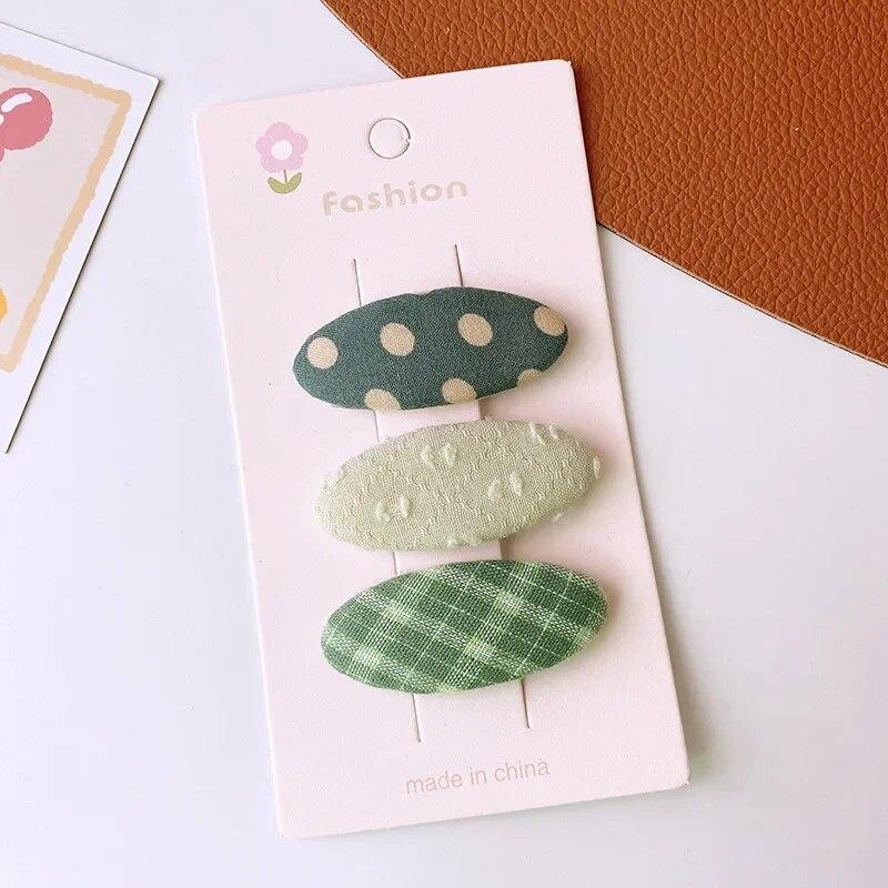 3 шт./компл. заколка для волос в стиле ретро, ​​однотонная полосатая заколка для волос для девочек, эстетичные винтажные заколки с цветочным принтом, детские головные уборы