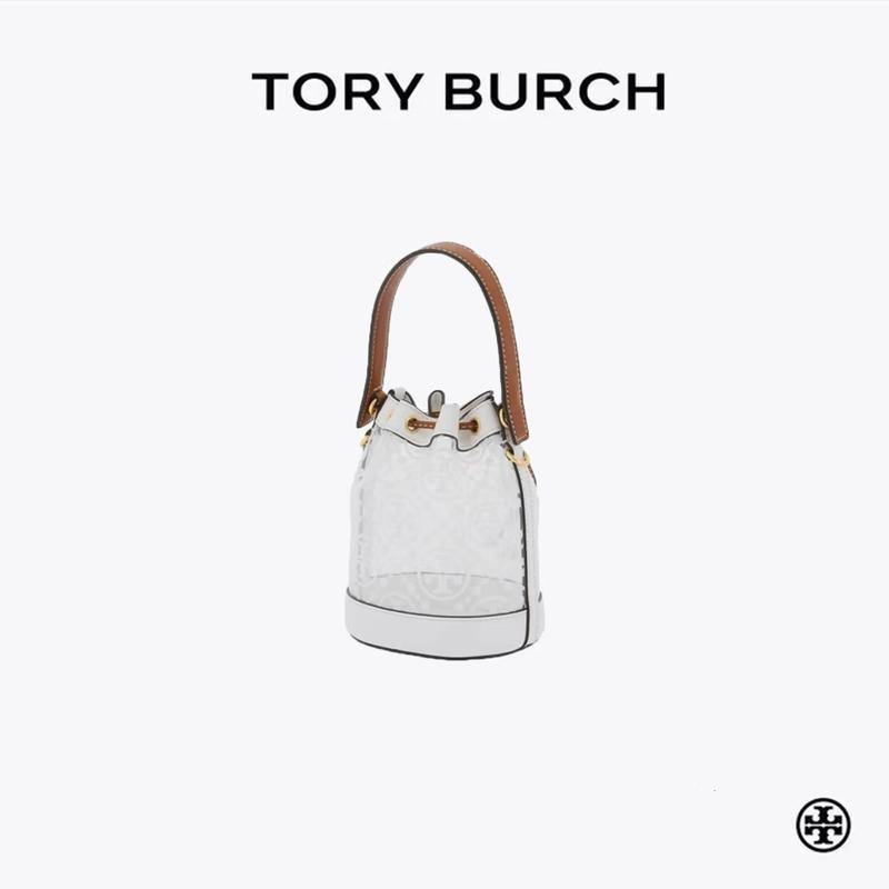 Tory Burch Прозрачная мини-сумка-ведро с монограммой T