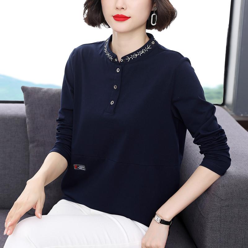Fashionable Women's T-shirt Long-sleeved New Women's Spring and Autumn Tops Middle-aged and Early Autumn Trendy Base Shirt