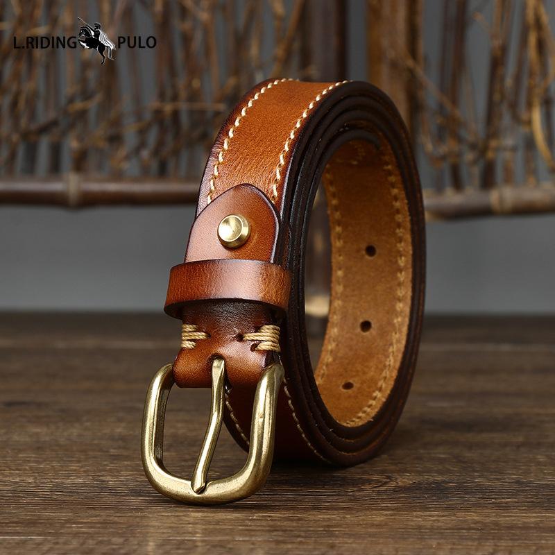 Ретро тренд универсальный декоративный ремень со строчкой для женщин из чистой коровьей кожи горячий джинсовый ремень