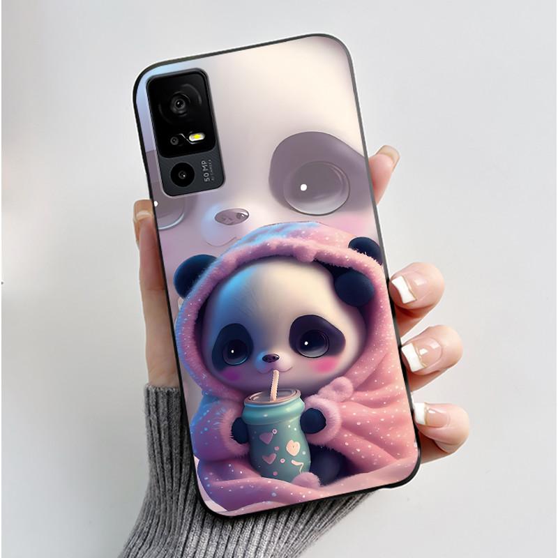 Cute Casing For TCL 40R/Sharp Aquos V6 5G Lucky Design Soft Black Case For TCL 40 SE Drift Bottle Pattern Shockproof Shell