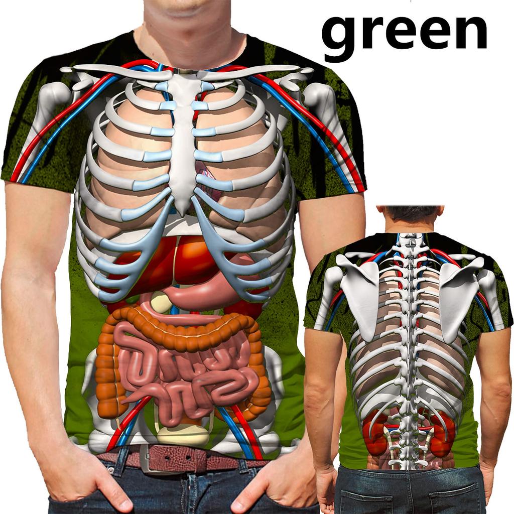 Funny Cosplay Male Skeleton Internal Organs 3D Printed T-Shirt Fashion Short-Sleeved Gothic Skull Men T Shirt